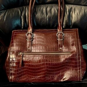 Jones New York Brown Faux Leather Bag, Worn few times, 14L 4W 10H